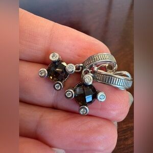 judith ripka sterling silver smoky quartz Gemstone Earrings